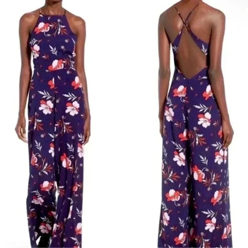 Astr Floral Jumpsuit in Purple and Red